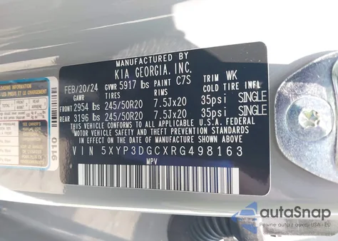 2024 Kia Telluride Ex/Ex X-Line из США, поврежденный, VIN 5XYP3DGCXRG498163